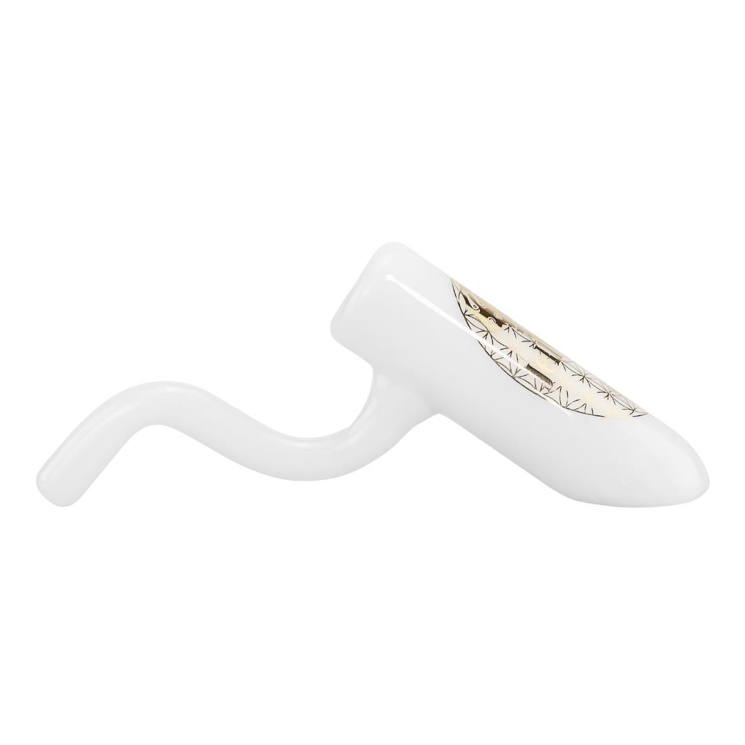 Jellyfish Bent Neck Hammer Bubbler displayed on a white background right side angle - Up N Smoke 
