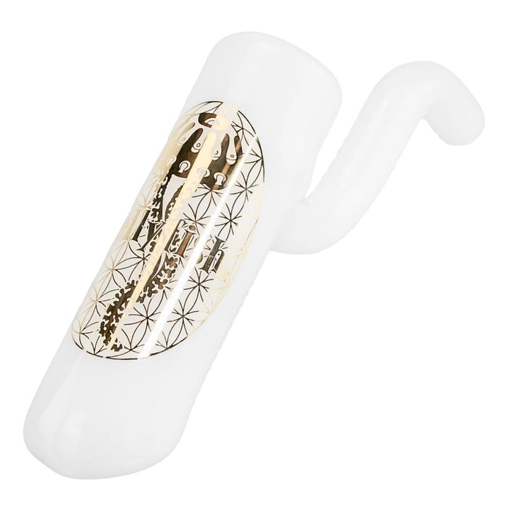 Jellyfish Bent Neck Hammer Bubbler displayed on a white background front side angle - Up N Smoke 