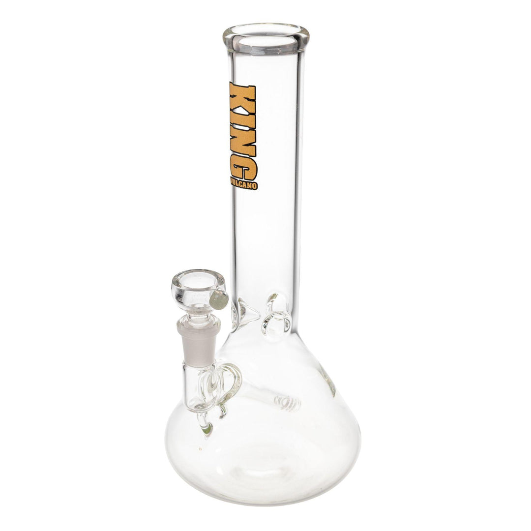 "A clear King Volcano Fixed Inline Beaker that stands at 10'' tall and has a body diameter of 38mm," - Up N Smoke.