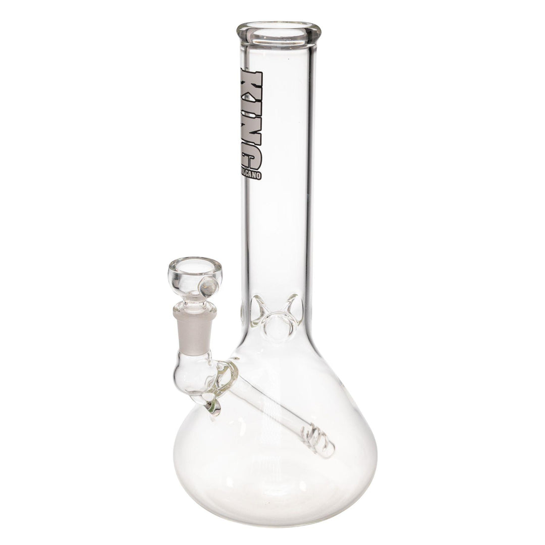 "A King Volcano 38mmx10'' Fixed Inline water pipe with a white logo near the mouthpiece," - Up N Smoke.