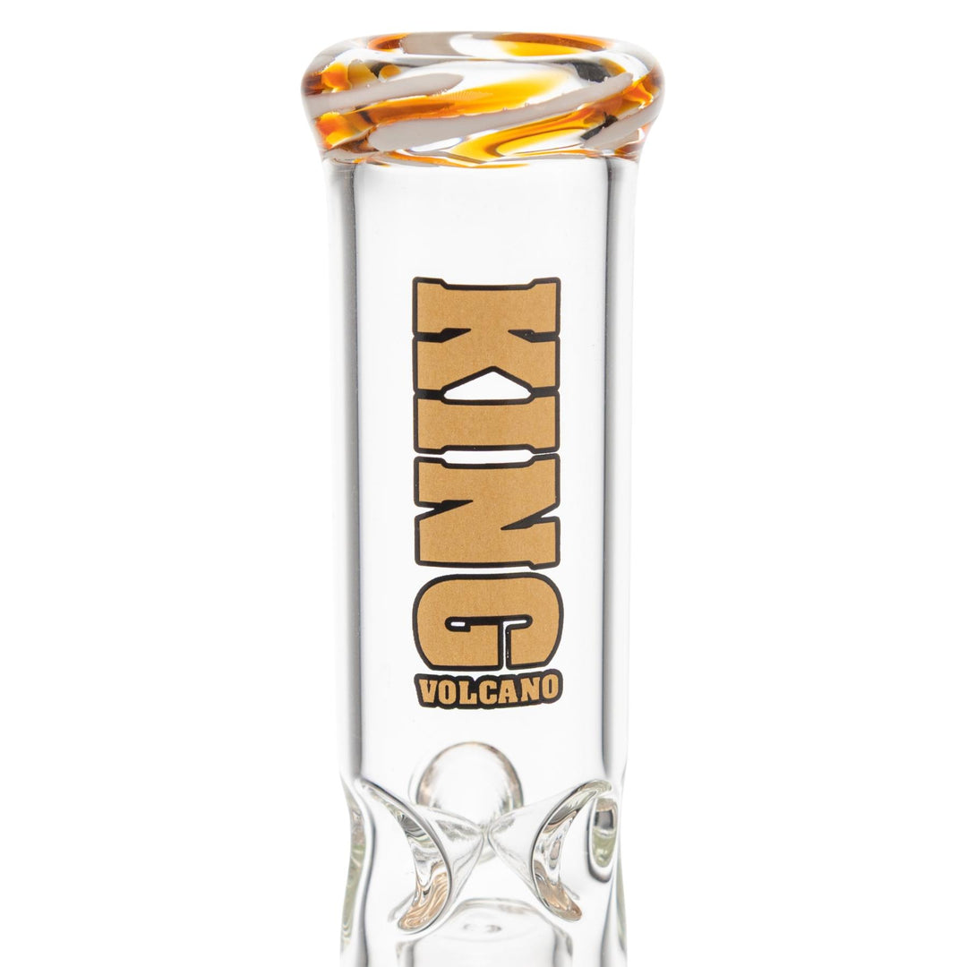King Volcano 38mm x 12in Wrap Beaker Gold close up angle - Up N Smoke
