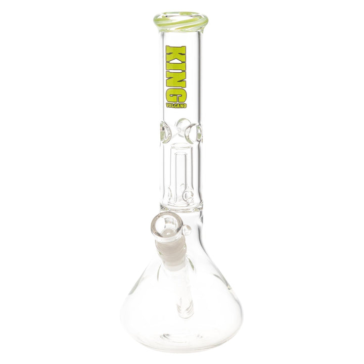 King Volcano 38mm x 12in Wrap Beaker Green slight side angle - Up N Smoke