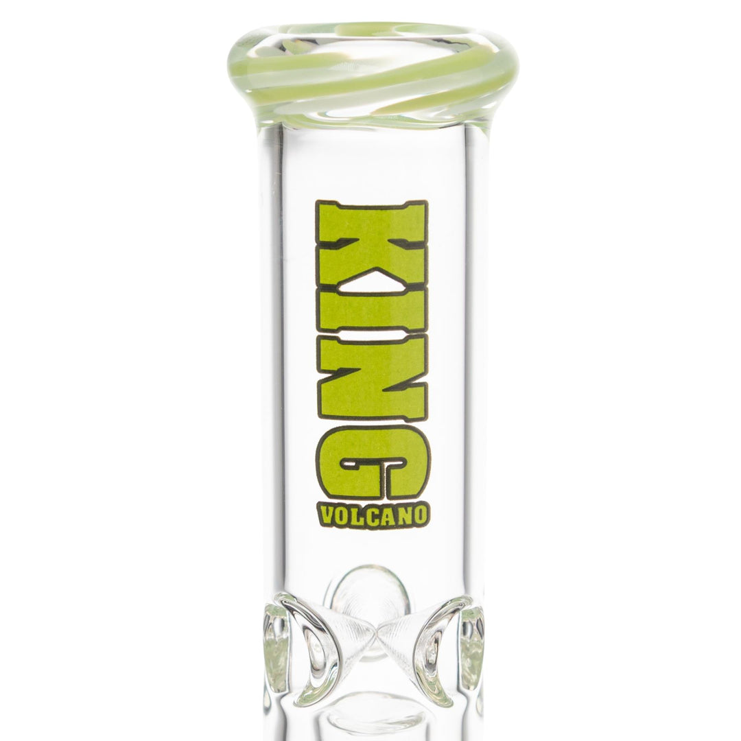 King Volcano 38mm x 12in Wrap Beaker Green close up angle - Up N Smoke
