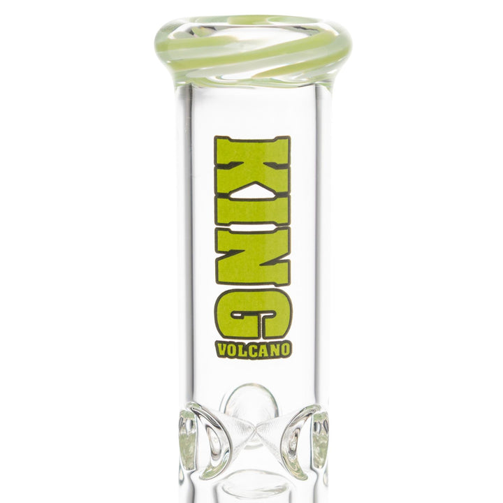 King Volcano 38mm x 12in Wrap Beaker Green close up angle - Up N Smoke