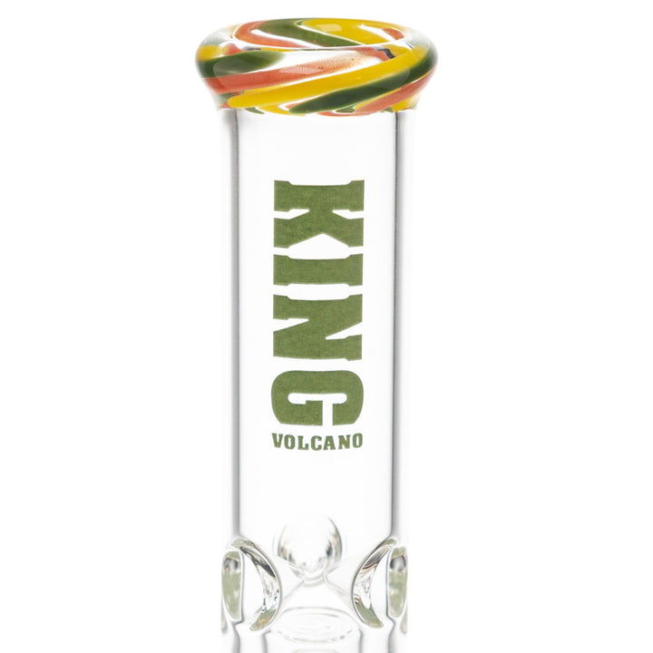 King Volcano 38mm x 12in Wrap Beaker Green close up angle - Up N Smoke