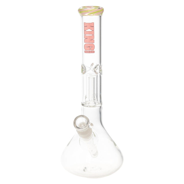 King Volcano 38mm x 12in Wrap Beaker Pink slight side angle - Up N Smoke