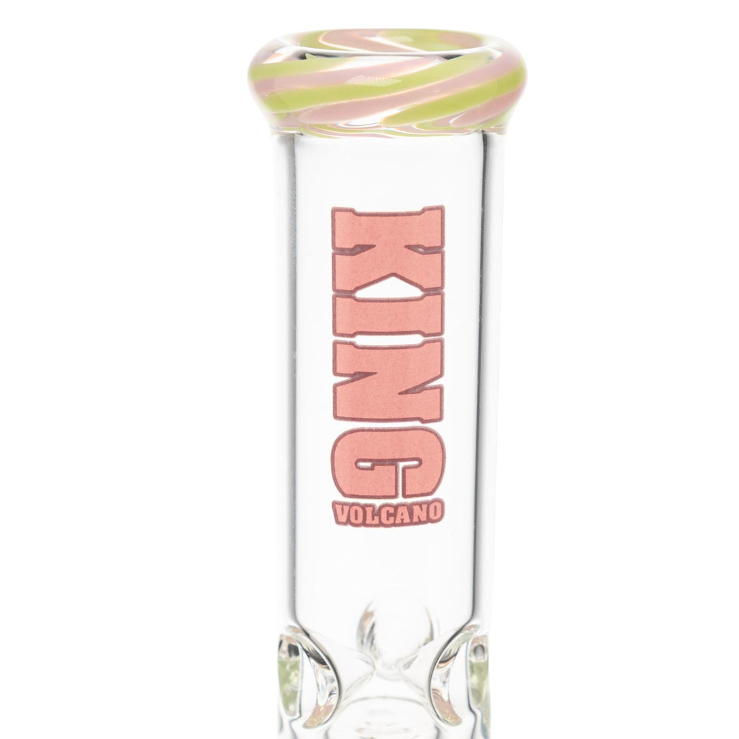 King Volcano 38mm x 12in Wrap Beaker Pink close up angle - Up N Smoke