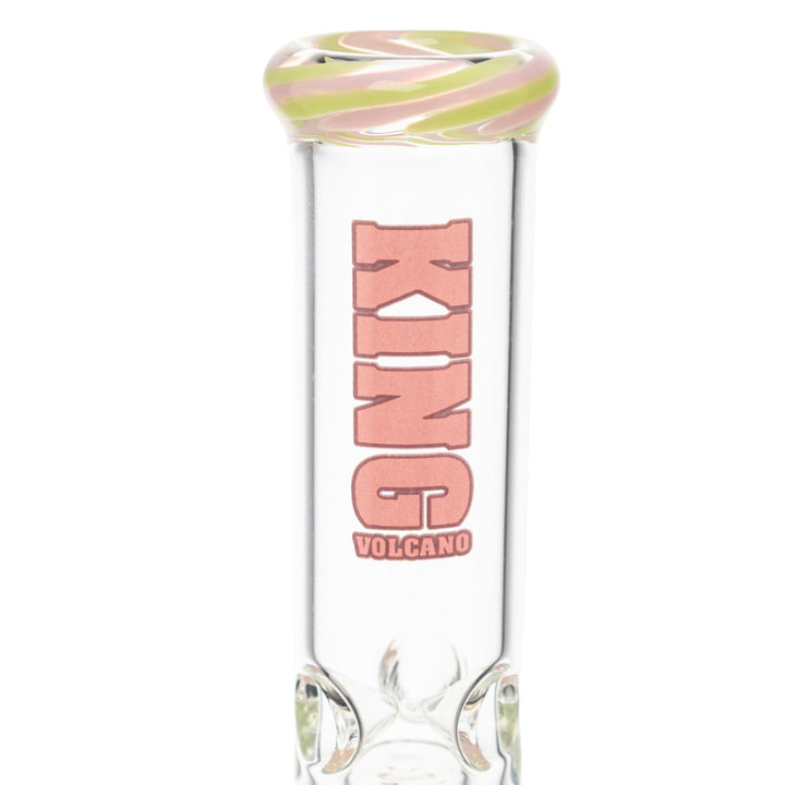 King Volcano 38mm x 12in Wrap Beaker Pink close up angle - Up N Smoke