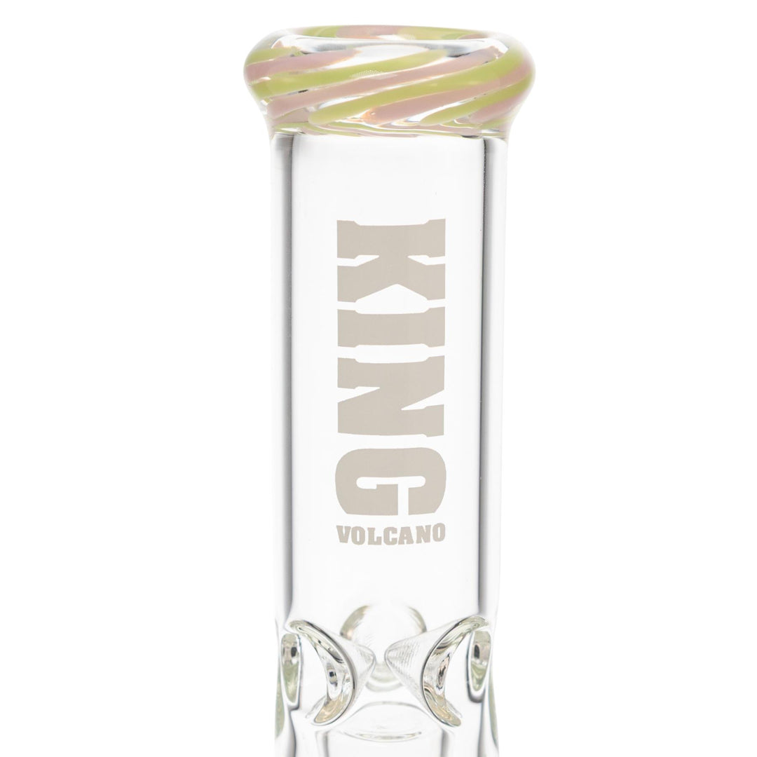King Volcano 38mm x 12in Wrap Beaker White close up angle - Up N Smoke