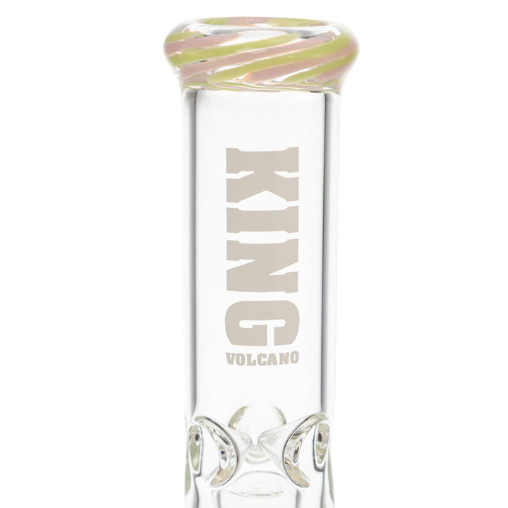 King Volcano 38mm x 12in Wrap Beaker White close up angle - Up N Smoke