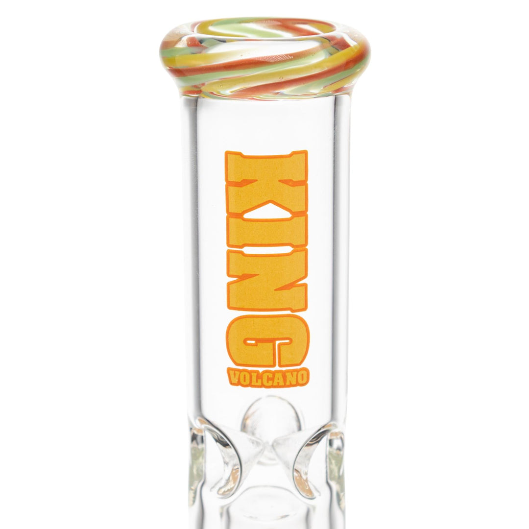 King Volcano 38mm x 12in Wrap Beaker Yellow close up angle - Up N Smoke