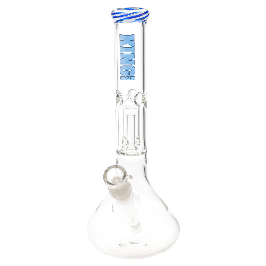 King Volcano 38mm x 12in Wrap Beaker blue slight side angle - Up N Smoke