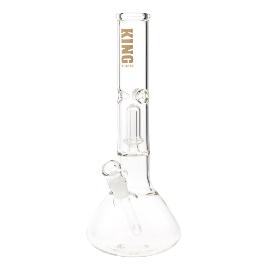 KV44mmX12” Gold Showerhead Beaker Water Pipe displayed on a white background - Up N Smoke