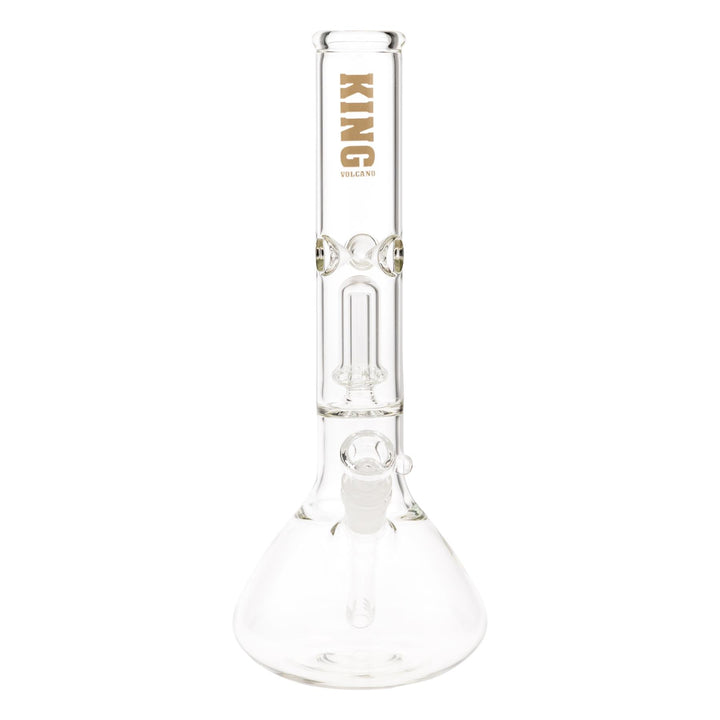 KV44mmX12” Gold Showerhead Beaker Water Pipe displayed on a white background front facing - Up N Smoke