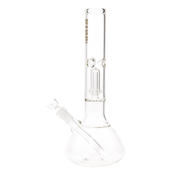 KV44mmX12” Gold Showerhead Beaker Water Pipe displayed on a white background left facing - Up N Smoke