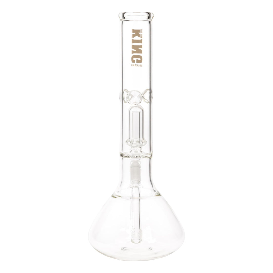 KV44mmX12” Gold Showerhead Beaker Water Pipe displayed on a white background back facing - Up N Smoke
