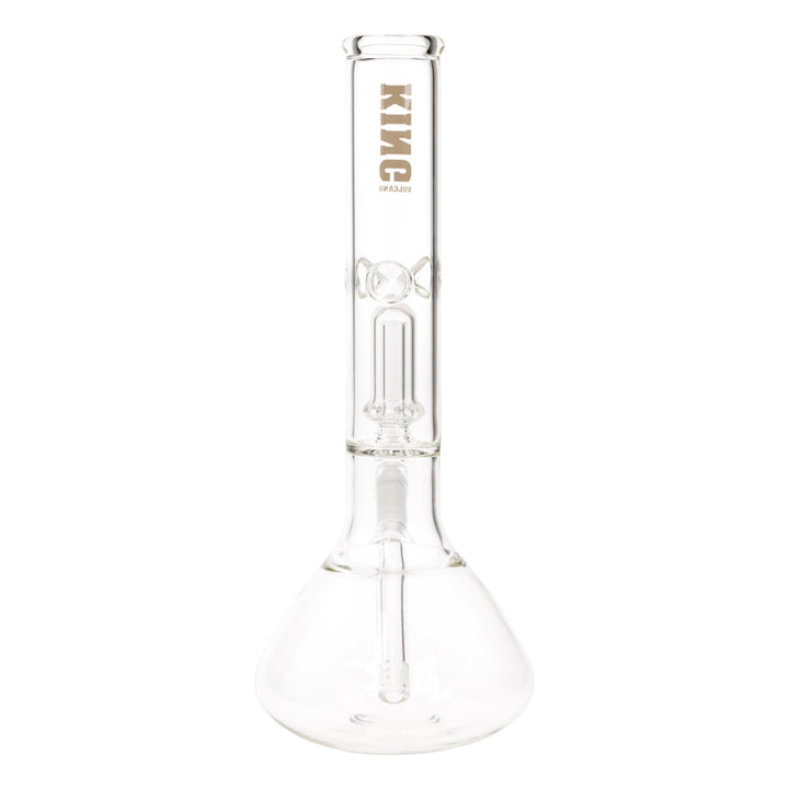 KV44mmX12” Gold Showerhead Beaker Water Pipe displayed on a white background back facing - Up N Smoke