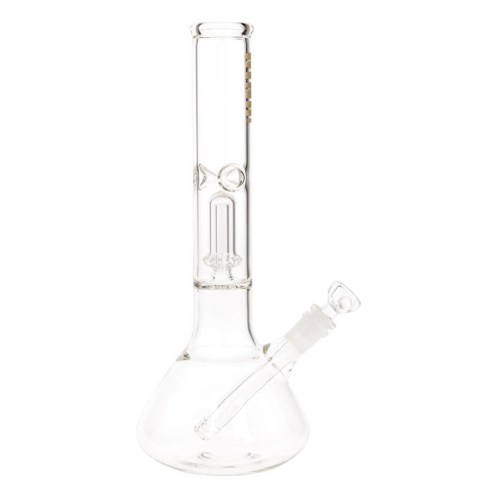 KV44mmX12” Gold Showerhead Beaker Water Pipe displayed on a white background right facing - Up N Smoke