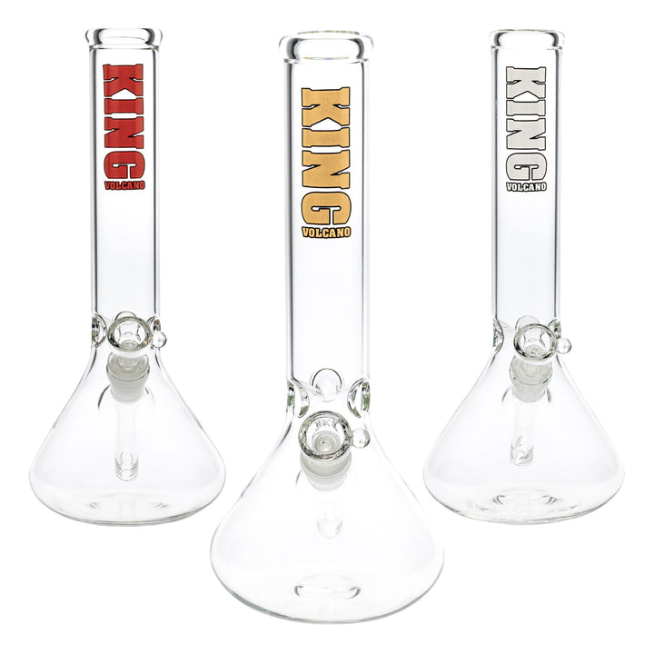 "Three King Volcano 44mmx12'' Beakers on a white background," - Up N Smoke.