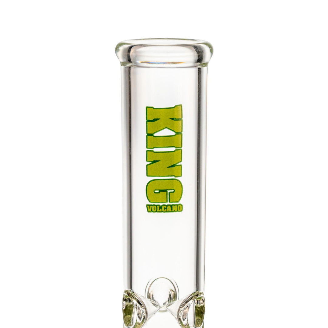 "Close-up of a green logo decal near the mouthpiece of a King Volcano 44mmx15'' Single Flare," - Up N Smoke. 