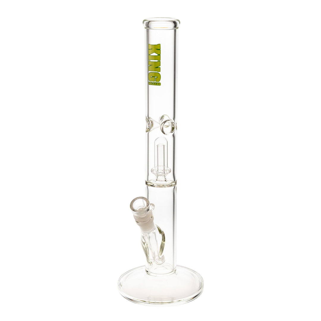"Slightly angled green King Volcano 44mmx15'' Single Flare water pipe on a white background," - Up N Smoke.