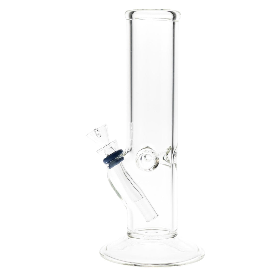 KV 44mmx8” Flare Slide Water Pipe Clear on a white background left angle  - Up N Smoke