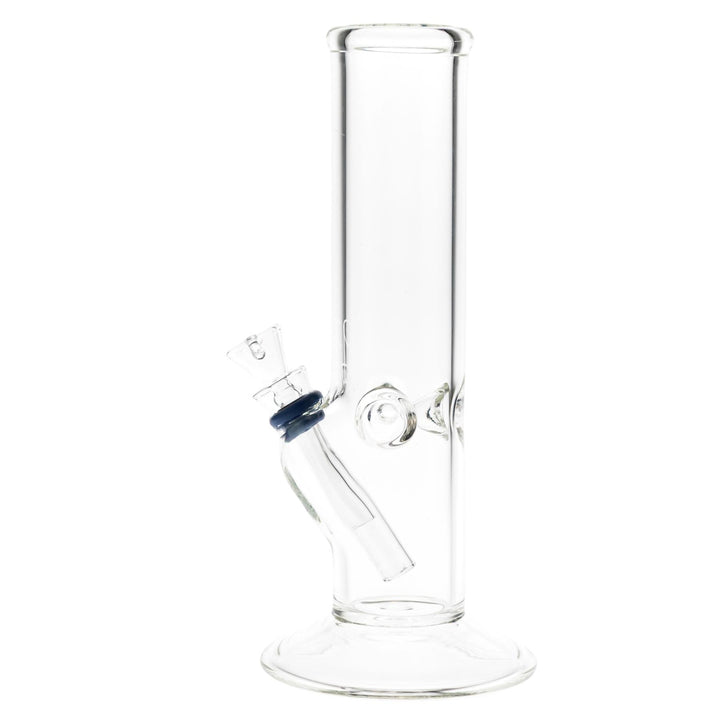 KV 44mmx8” Flare Slide Water Pipe Clear on a white background left angle  - Up N Smoke