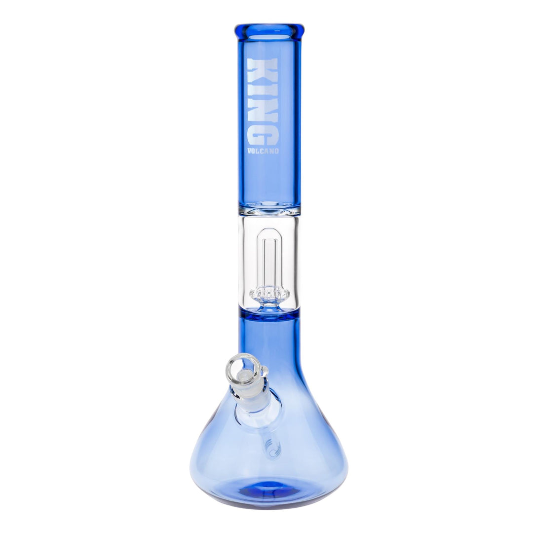 KV 50mm X 15” Showerhead Beaker Water Pipe Blue design displayed on a white background - Up N Smoke