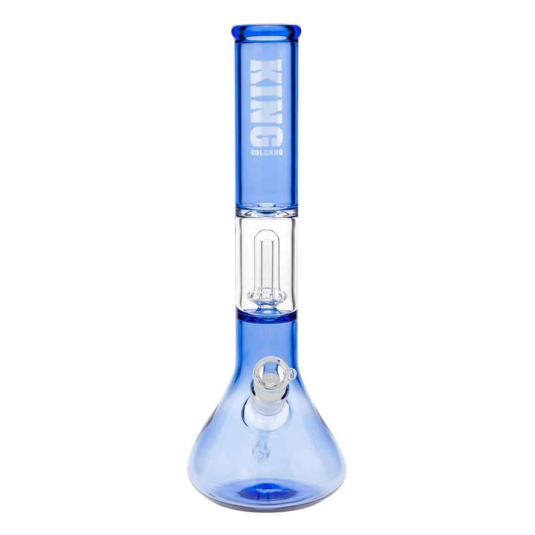 KV 50mm X 15” Showerhead Beaker Water Pipe Blue design displayed on a white background front facing - Up N Smoke
