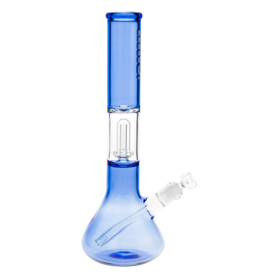 KV 50mm X 15” Showerhead Beaker Water Pipe Blue design displayed on a white background right facing - Up N Smoke