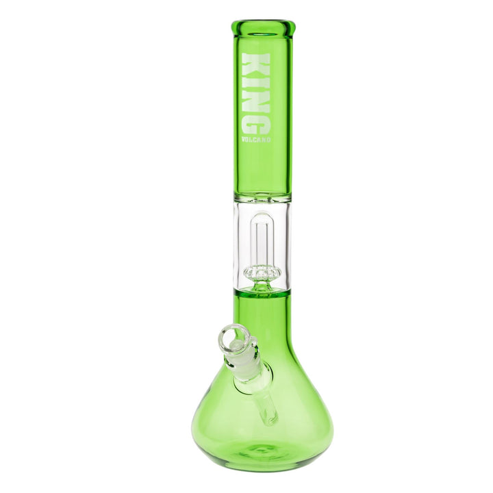KV 50mm X 15” Showerhead Beaker Water Pipe Green design displayed on a white background - Up N Smoke
