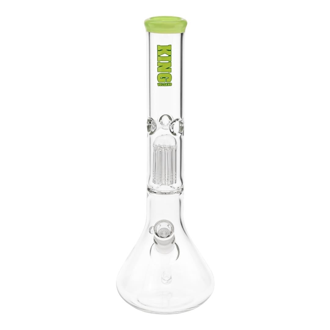 KV 50mmX15” Tree Arm Beaker Water Pipe green color displayed on a white background front angle  - Up N Smoke