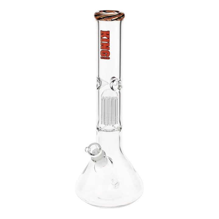 KV 50mmX15” Tree Arm Beaker Water Pipe red color displayed on a white background  - Up N Smoke