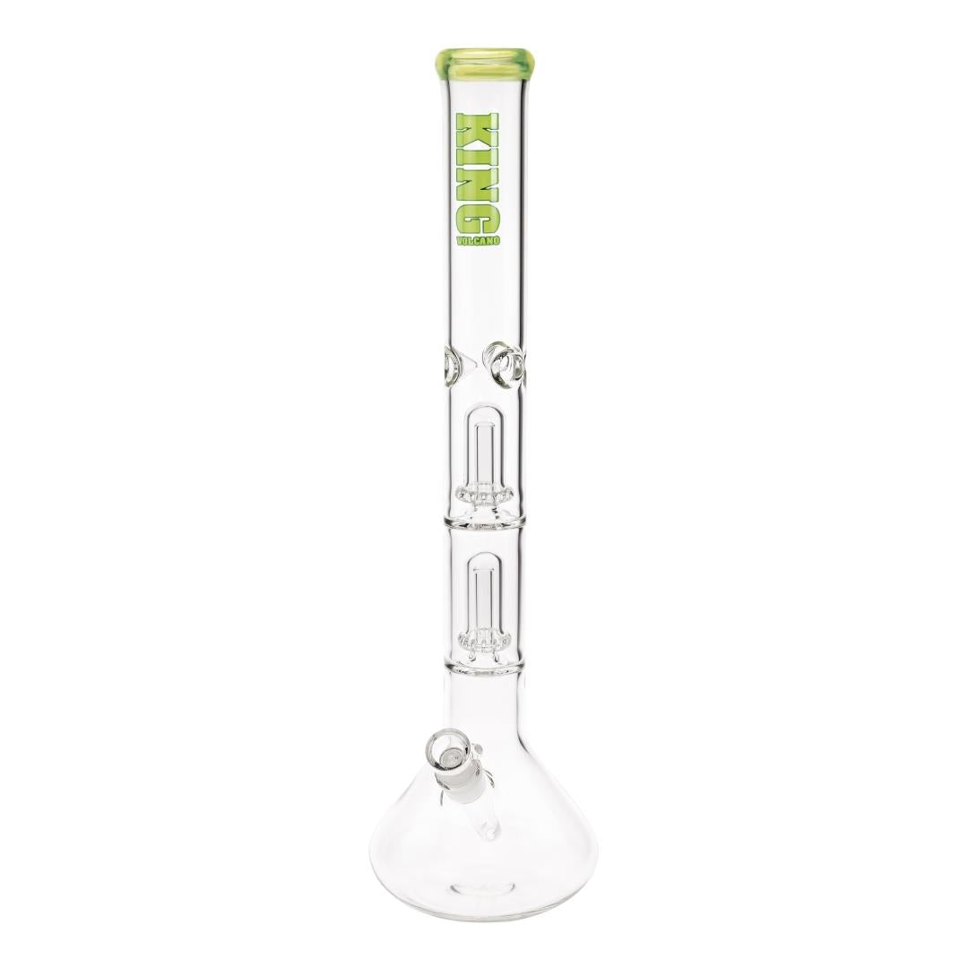 KV 50mmX20” Double Showerhead Beaker Water Pipe green color displayed on a white background - Up N Smoke