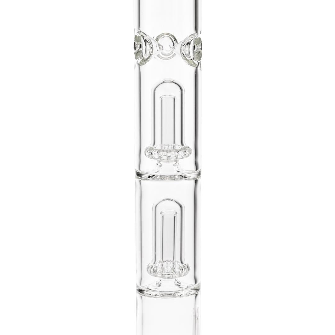 KV 50mmX20” Double Showerhead Flare Water Pipe showerhead perc close up displayed on a white background - Up N Smoke