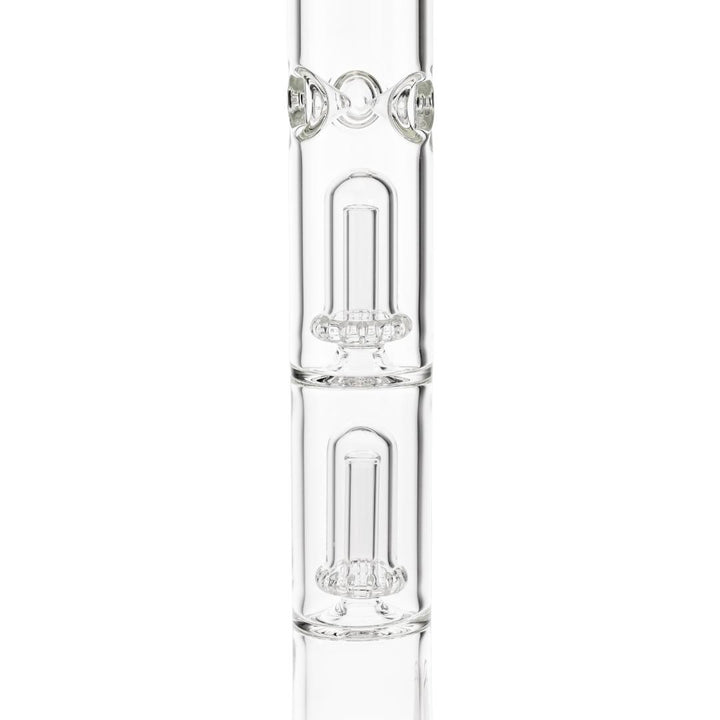 KV 50mmX20” Double Showerhead Flare Water Pipe showerhead perc close up displayed on a white background - Up N Smoke