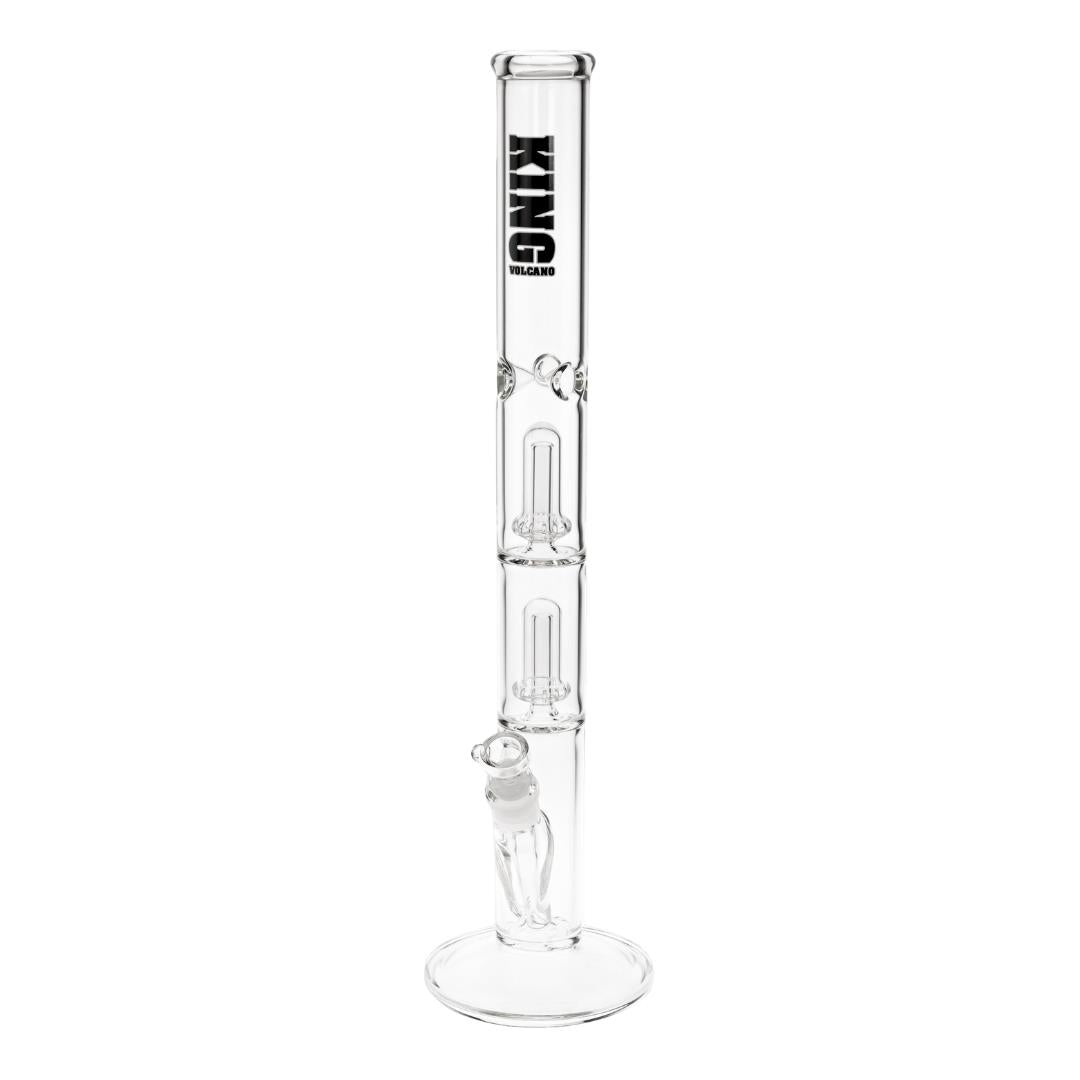 KV 50mmX20” Double Showerhead Flare Water Pipe black color displayed on a white background - Up N Smoke
