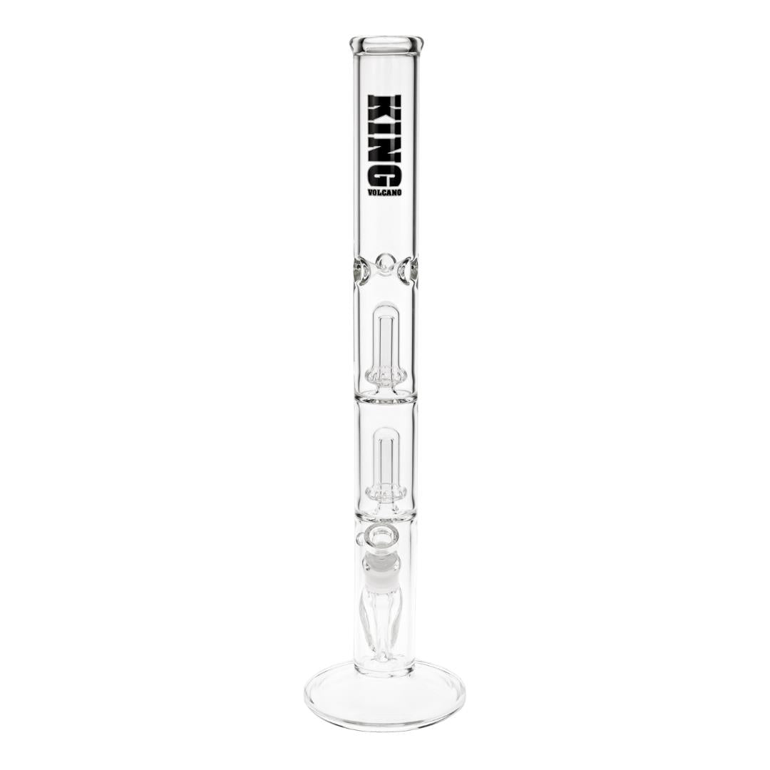 KV 50mmX20” Double Showerhead Flare Water Pipe black color front angle displayed on a white background - Up N Smoke
