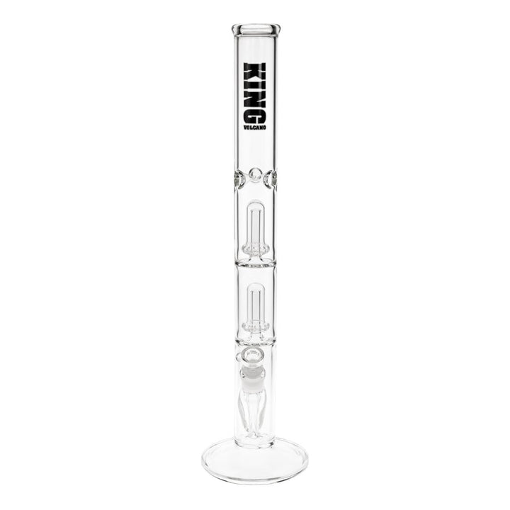 KV 50mmX20” Double Showerhead Flare Water Pipe black color front angle displayed on a white background - Up N Smoke
