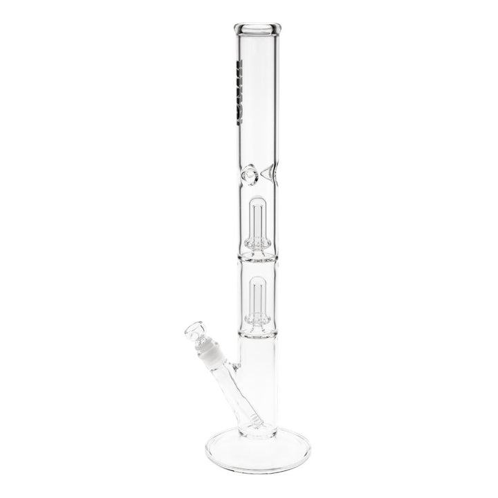 KV 50mmX20” Double Showerhead Flare Water Pipe black color left angle displayed on a white background - Up N Smoke