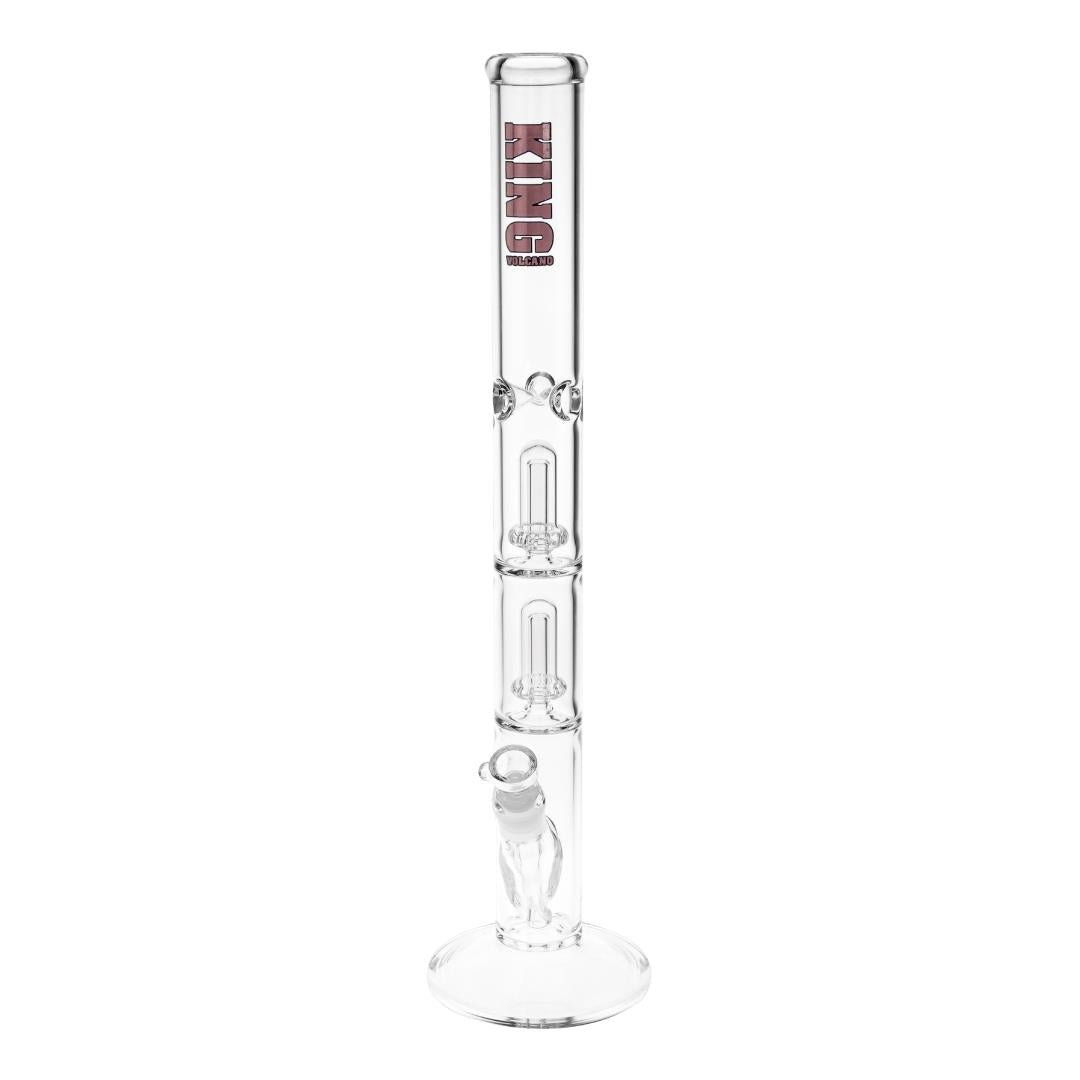 KV 50mmX20” Double Showerhead Flare Water Pipe purple color displayed on a white background - Up N Smoke