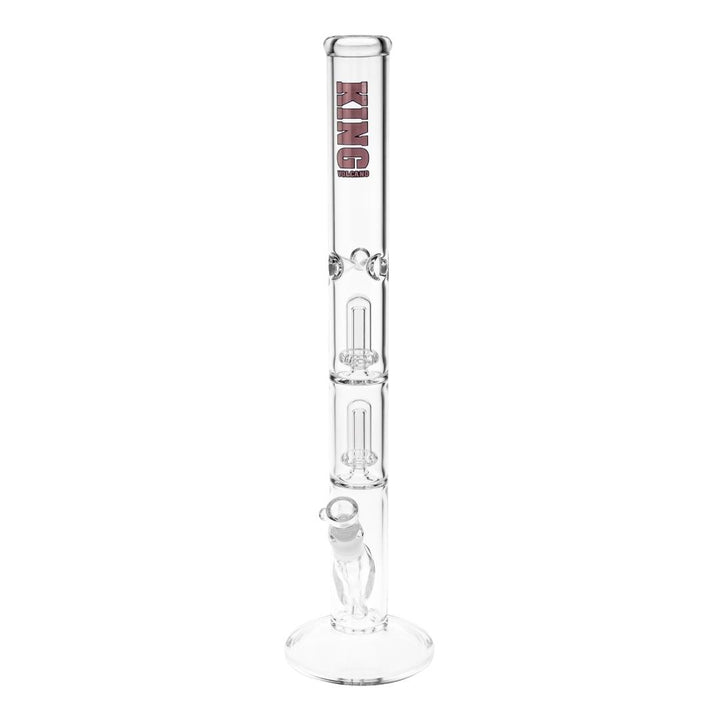 KV 50mmX20” Double Showerhead Flare Water Pipe purple color displayed on a white background - Up N Smoke