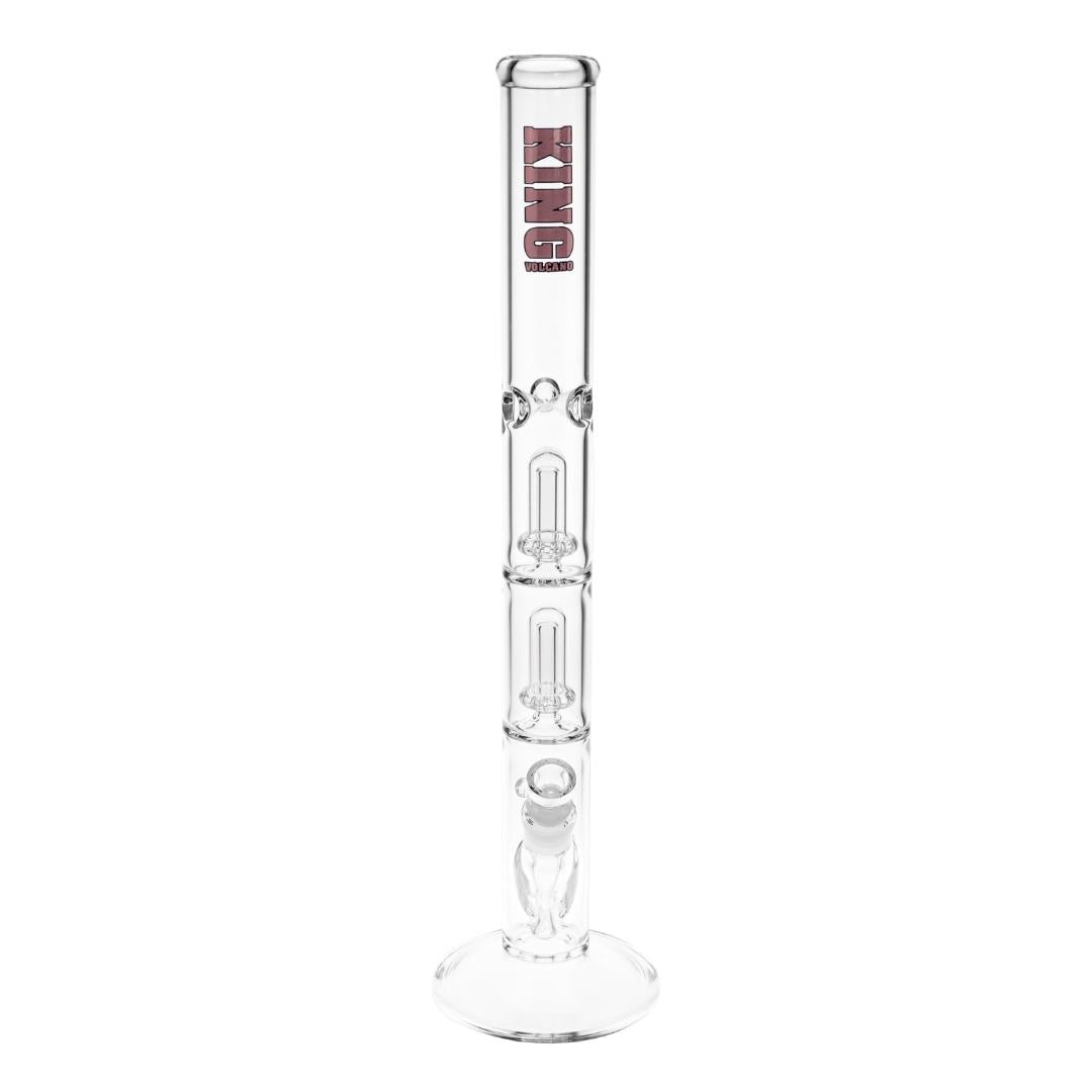 KV 50mmX20” Double Showerhead Flare Water Pipe purple color front angle displayed on a white background - Up N Smoke