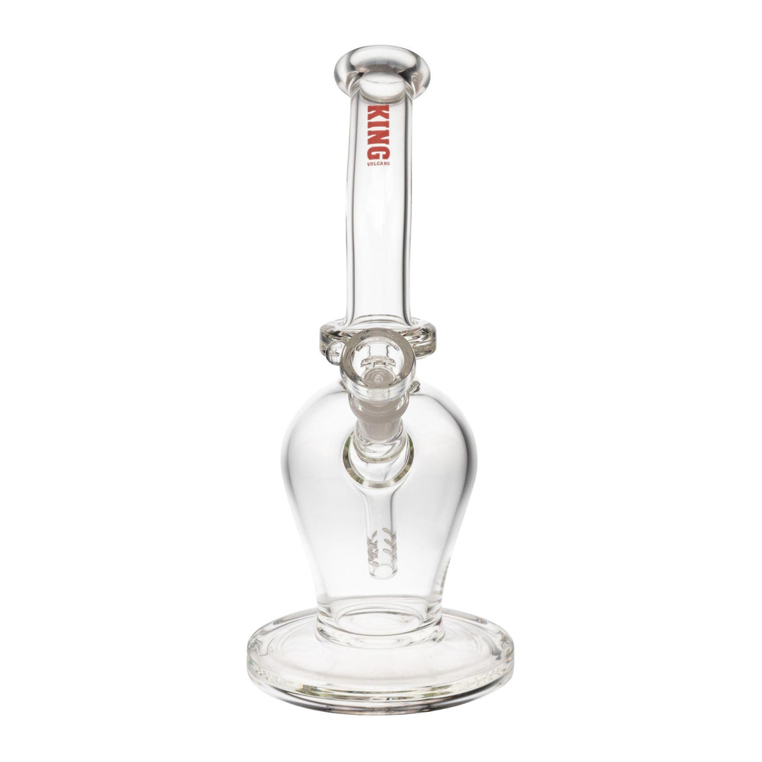 "Straight-on view of a King Volcano 50mmx10in Fixed Flare Bubbler on a white background," - Up N Smoke.