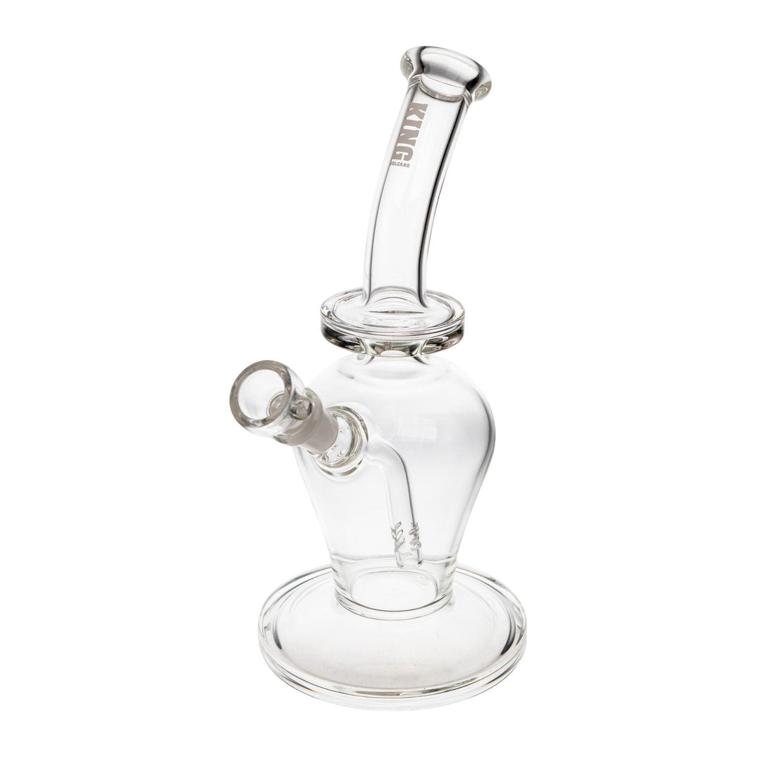 "White King Volcano 50mmx10in Fixed Flare Bubbler on a white background," - Up N Smoke.
