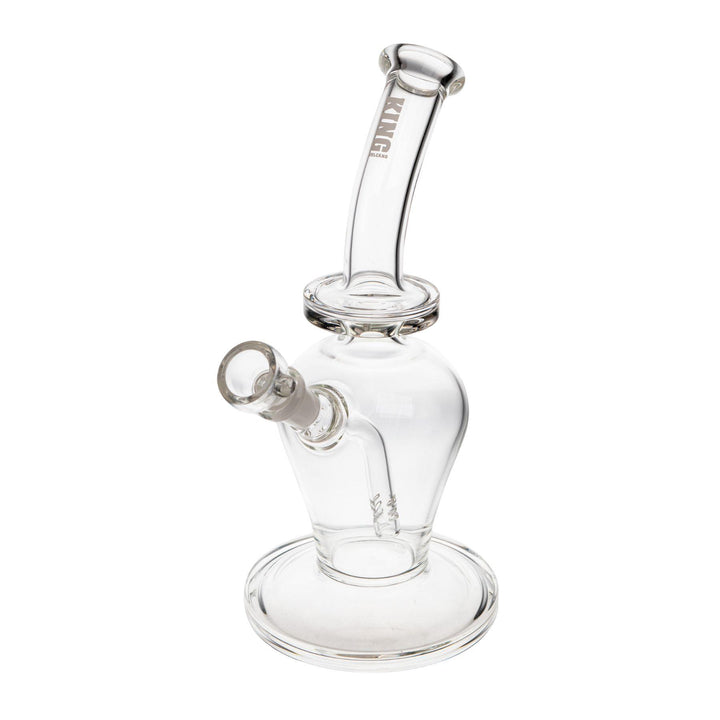 "White King Volcano 50mmx10in Fixed Flare Bubbler on a white background," - Up N Smoke.