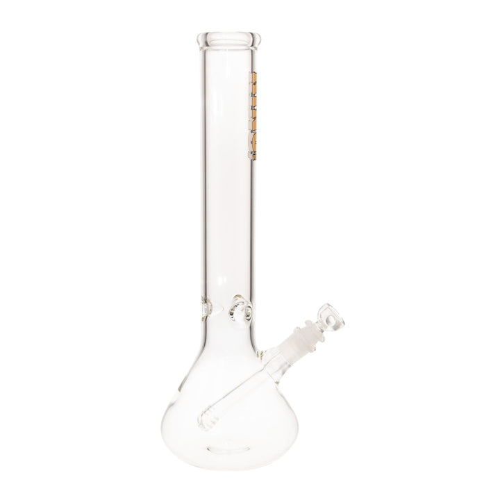 "Right side of a gold King Volcano 50mmx15in Beaker on a white background," - Up N Smoke.
