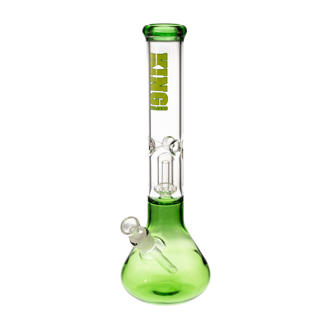 "Slightly angled view of a light green King Volcano 50mmx15in Single Wrap Beaker on a white background," - Up N Smoke.