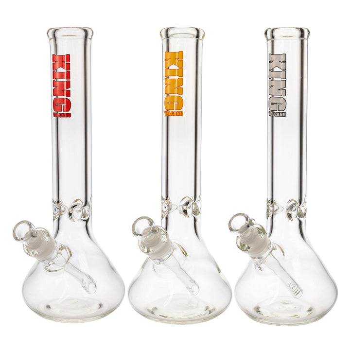 "Three King Volcano 50mmx15in Beakers in the colors red, yellow, and white," - Up N Smoke.