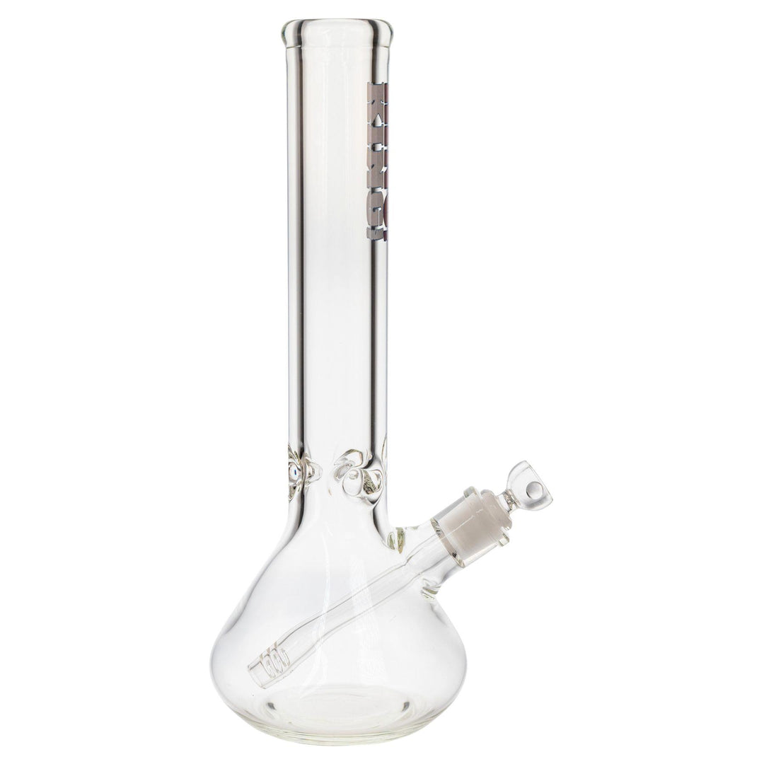 "Right-side of a King Volcano 50mmx15in Beaker Water Pipe that features a three-prong ice pinch and a diffused downstem," - Up N Smoke.